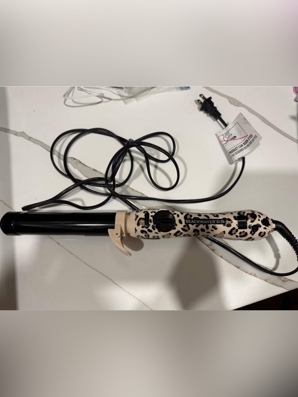 BEACHWAVER Leopard Print 1.25" Curling Iron - Beige/Black